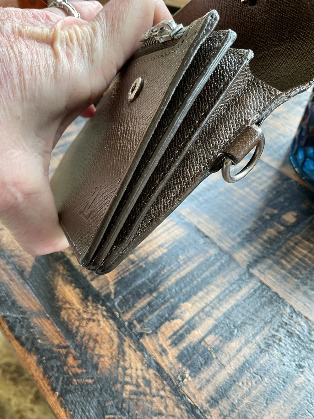 Louis Vuitton brown Taiga leather accordion wallet